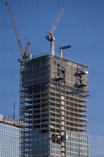 Construction site of the high-rise office building The Berlinian, in the vicinity of Alexanderplatz