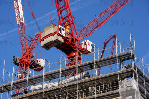Construction site of the Covivio high-rise building near Alexanderplatz in Berlin, mixed use of