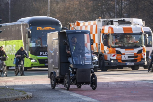 E-cargo bike, e-cargo bike delivery vehicle, pedal drives with e-motor assistance, from the