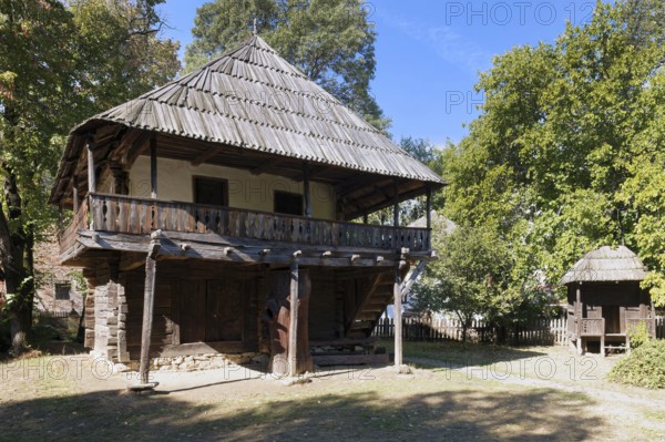 Traditional wooden house from Gorj county, Village Museum, Bucharest, Romania