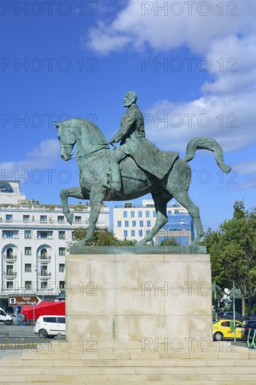 Equestrian statue of King Charles I of Romania in front of the University library, Bucharest,