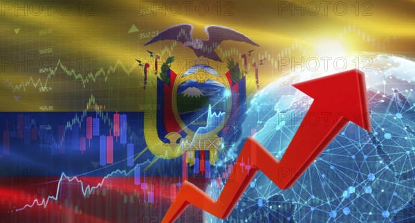 Global financial growth with Ecuadorian flag. Financial growth with Ecuador flag on economic