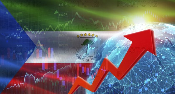 Global financial growth with Equatorial Guinean flag. Financial growth with Equatorial Guinea flag