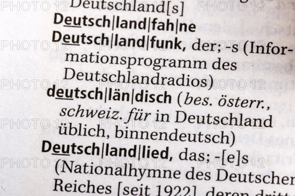 Deutschlandlied. German, Deutschlandfunk. Term from the Duden. Standard work of German spelling,