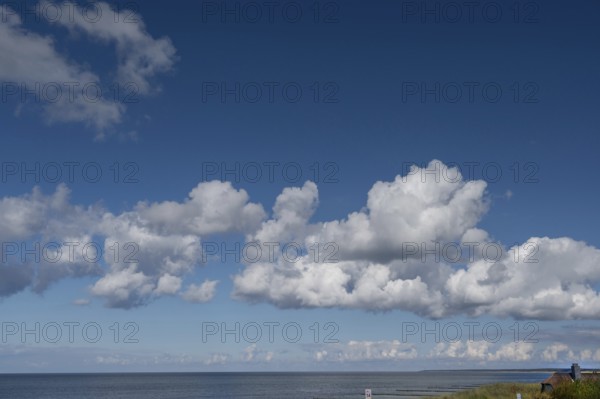 Heap clouds (cumulus) over the Baltic Sea, Ahrenshoop, Mecklenburg-Western Pomerania, Germany