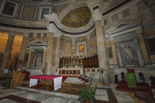 Christian altar in ancient temple Pantheon di Agrippa today Catholic church Basilica of Santa Maria