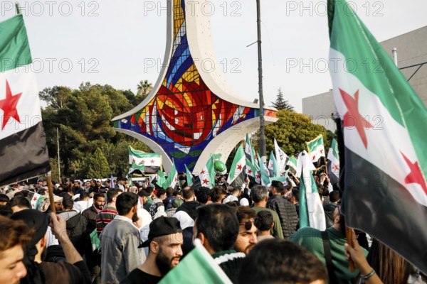 Damascus, Syria. November 28, 2025: Thousands of Syrians gather in Umayyad Square in central