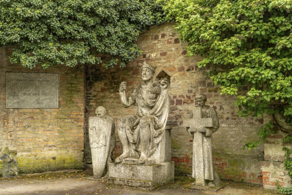 Statues of the Franconian-Salian emperors in the cathedral garden of Speyer, Rhineland-Palatinate,