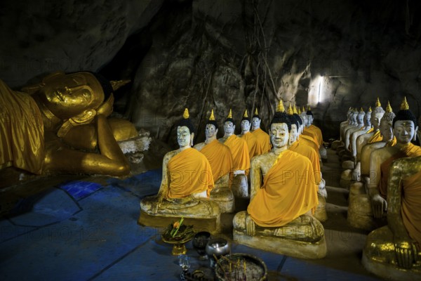 Cave with Buddha Statues, Tham Phra Non, Reclining Buddha Cave, Wat Ao Noi, Prachuap Khiri Khan,