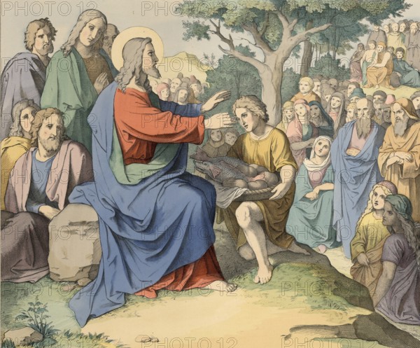 Biblical story, Jesus, feeding the 5, 000 men, a biblical miracle in which, according to the