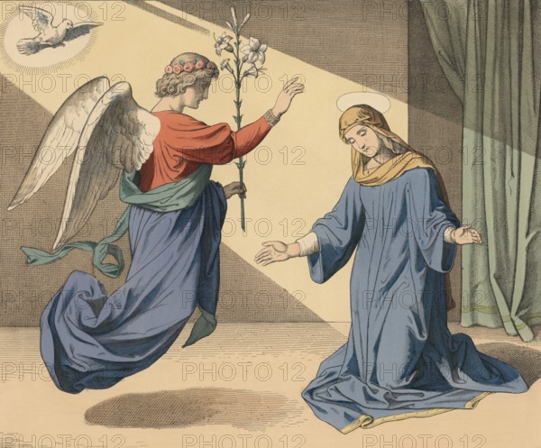 Biblical story, proclamation of the birth of Jesus, the divine message delivered by the angel