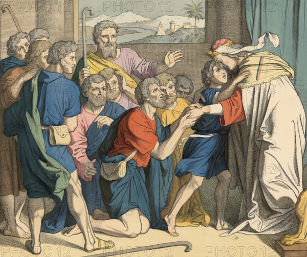 Biblical story, Joseph reveals himself. Joseph reveals himself to his brothers after they have come