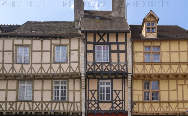 Half-timbered houses on Place Saint Vincent, Chalon-sur Saone, SaÃ´ne-et-Loire department in the