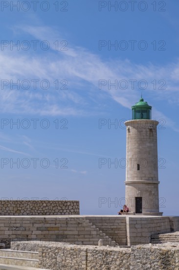 Cassis lighthouse, lighthouse in the port of Cassis, Provence, Provence-Alpes-Cote d'Azur, southern