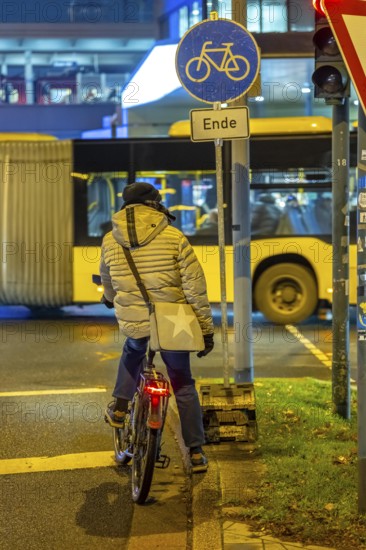 The main train station in Essen, bus station, Europaplatz, pedestrian crossing, traffic light,