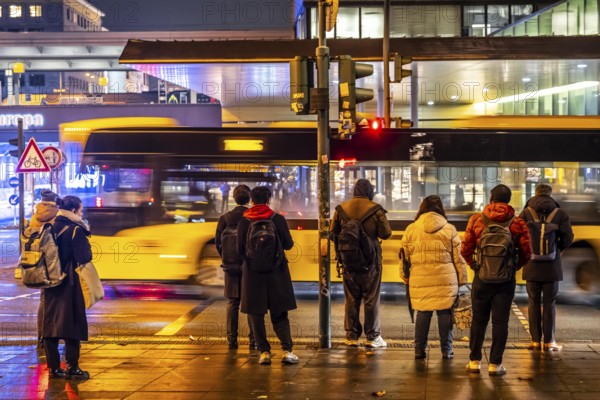 The main train station in Essen, bus station, am Europaplatz, pedestrian crossing, traffic light,
