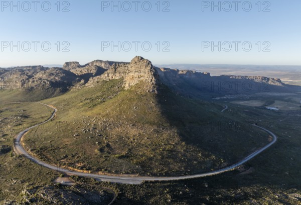 Parkhuispas mountain pass, aerial view of mountains and countryside, Cederberg Mountain Catchment