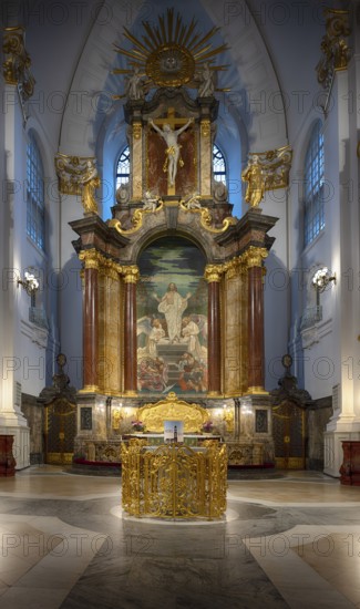 Interior view, choir, altar, main evangelical church of St. Michaelis, Michel for short, Free and
