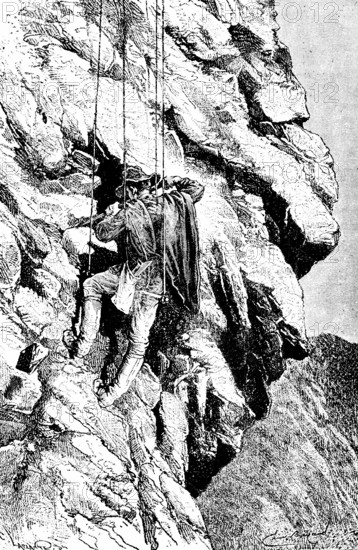 Search for mummies in the Peruvian Cordillera, Peru, Europeans, archeology, steep rock face,
