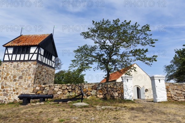 Former gunsmith, converted into a church, free-standing bell tower, ChristiansÃ¸, Christiansö,