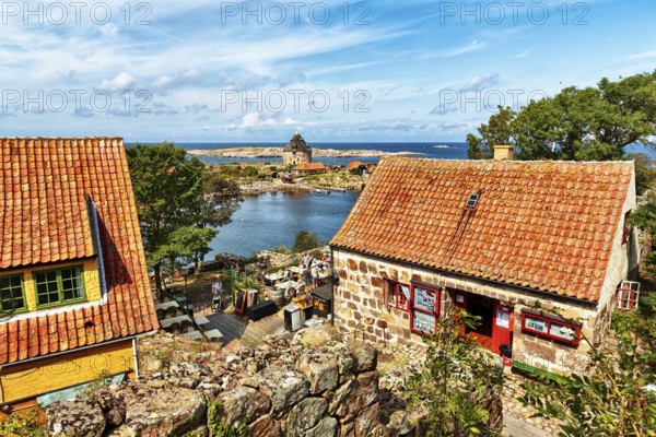 Small tower, Lille Tarn, view over a restaurant on FrederiksÃ¸ Island, Frederiksö, ChristiansÃ¸,