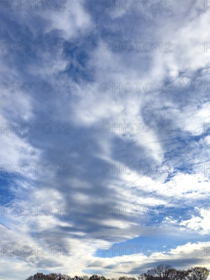 Cloud cover just in front of dusk with linear Altostratus clouds above it Cumulus mediocris with