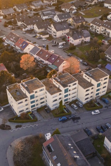 Apartment buildings in a suburb with parked cars and modern architecture, Althengstett, Calw