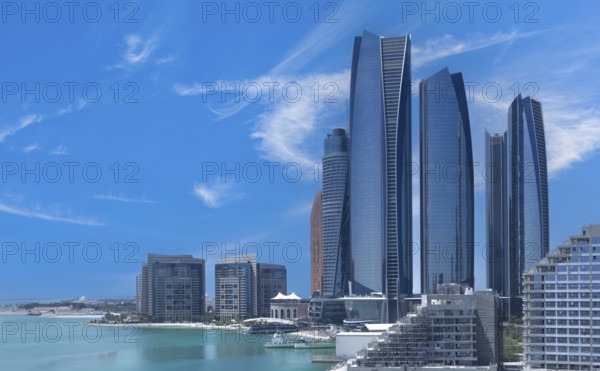 UAE, United Arab Emirates, Abu Dhabi downtown panorama and financial center skyline