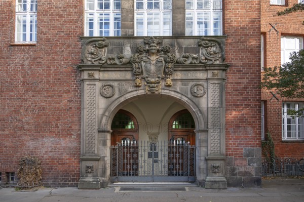 Johanneum entrance portal, built 1905, near St. Johannis 1-3, Hanseatic City of LÃ¼beck,