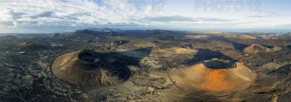 Panorama, MontaÃ±a Negra volcano and Caldera Colorada, picturesque volcanic landscape with volcanic