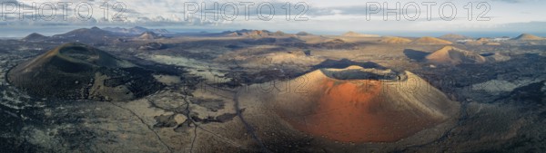 Caldera Colorada volcano and MontaÃ±a Negra, picturesque volcanic landscape with volcanic craters