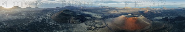 Panorama, Caldera Colorada volcano and MontaÃ±a Negra, picturesque volcanic landscape with volcanic