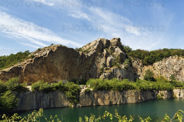 Impressive rock formations, opal lake in the granite quarry, MoselleÃ¸kken Stenbrudsmuseum, museum