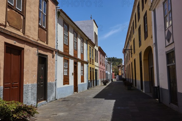 Narrow alley with colorful historic buildings, UNESCO World Heritage Old Town of San Crstobal de La