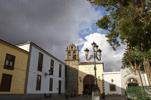 Old town view with church and cloudy sky, UNESCO World Heritage Old Town of San Crstobal de La