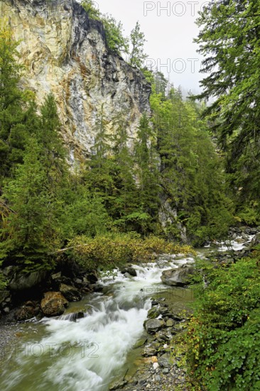 Diosaz mountain river in the gorge, Gorges de la Diosaz, Les Houches, Chamonix-Mont-Blanc,