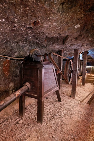 Old tools for salt production on display, salt mine, Bex, Canton of Vaud, Switzerland