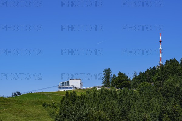 Picturesque alpine meadow landscape on the PfÃ¤nder with a view of the PfÃ¤nderbahn mountain