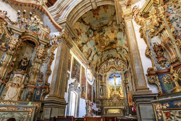 Baroque architecture of the historic Bom Jesus de Matosinhos church with Jesus crucified and