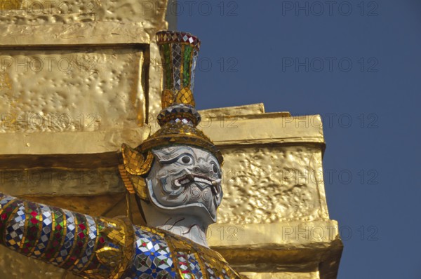 Golden Chedi in Front of the Pantheon, Carried by Twenty Monkeys and Demons, Wat Phra Kaeo Grand