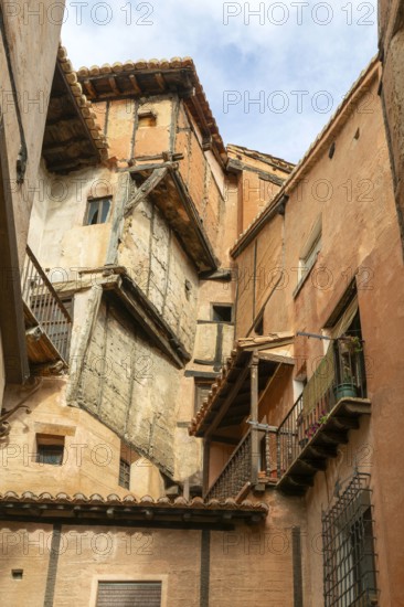 RincÃ³n del Abanico, historic buildings in medieval village of AlbarracÃ­n, Teruel province,