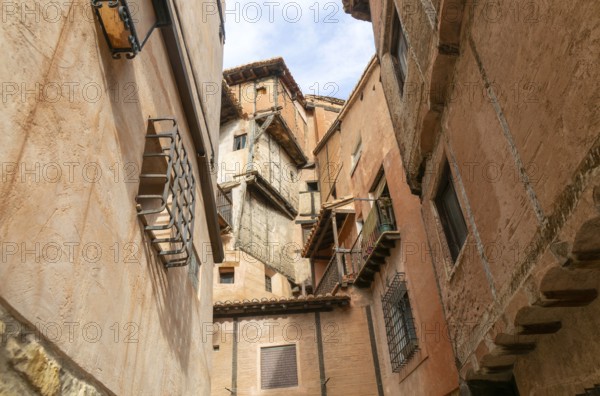 RincÃ³n del Abanico, historic buildings in medieval village of AlbarracÃ­n, Teruel province,
