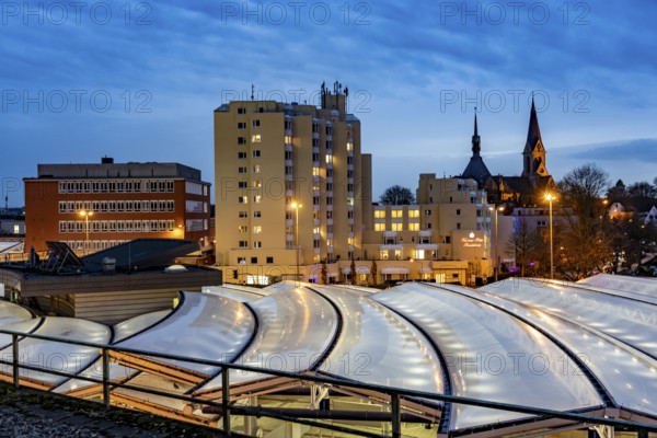 Skyline of Essen-Steele, high-rise building of the Kaiser-Otto-Residenz seniors residence, St.