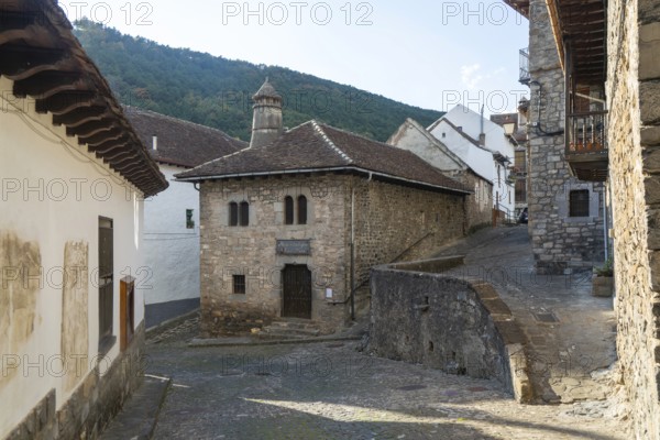 Casa Mazo ethnological museum, Echo or Hecho, Valle de Hecho, Pyrenees Mountains, Huesca province,