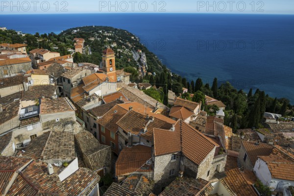 Picturesque mountain village overlooking the sea, Roquebrune, Roquebrune-Cap-Martin, near Monaco,