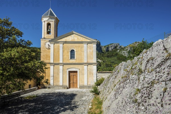 Picturesque medieval mountain village, Peillon, near Monaco, Cote d'Azur, Alpes-Maritimes,