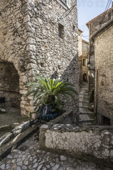 Picturesque medieval mountain village, Peillon, near Monaco, Cote d'Azur, Alpes-Maritimes,