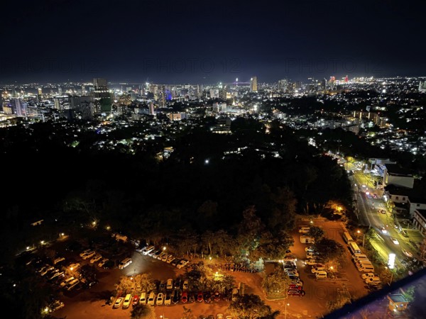 Cebu City on the island of the same name, Cebu. Residential buildings, skyscrapers, night, Cebu,