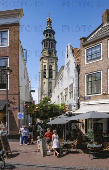 Middelburg, Zeeland, Netherlands - Korte Delft pedestrian area on the corner of Reigerstraat. The