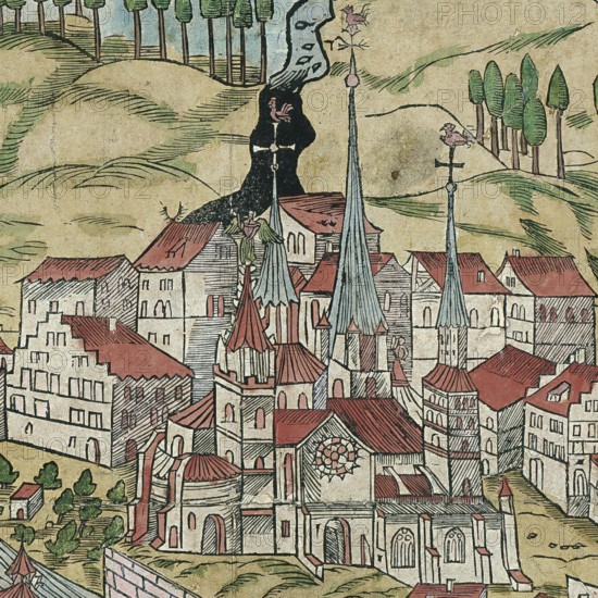 The Cathedral of Basel, c. 1690, Switzerland, Historical, digitally restored reproduction from a